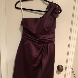 David's Bridal Purple Satin One Shoulder Dress